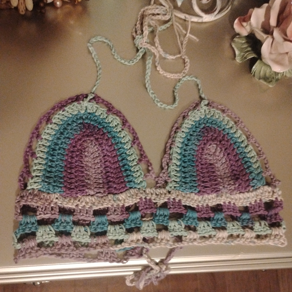 Multicolor Crochet Halter Top - Picture 2 of 14